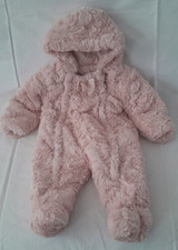 George baby girls pink fake fur snow pram suit 3-6 months autumn winter
