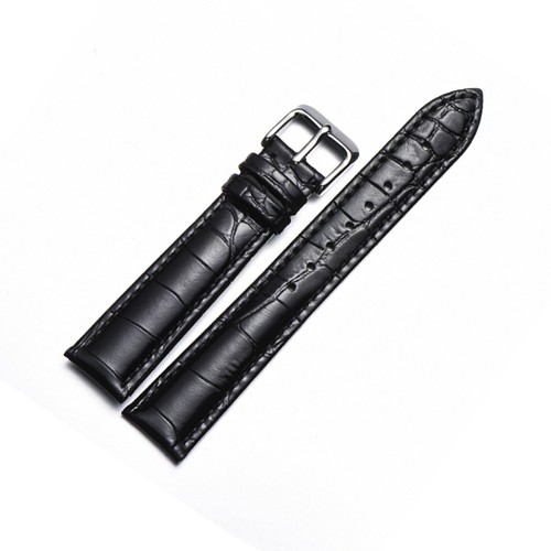 22mm black leather watch - black,
