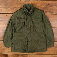 Vintage Allen Overall Military Jacket S 60s OG 107 M65 Broken Zip Green