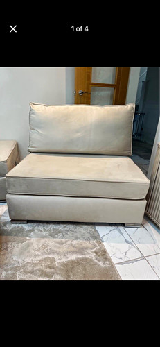 Beige velvet armless lounge - beige,