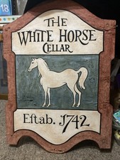 VINTAGE OLD WOOD WHITE HORSE