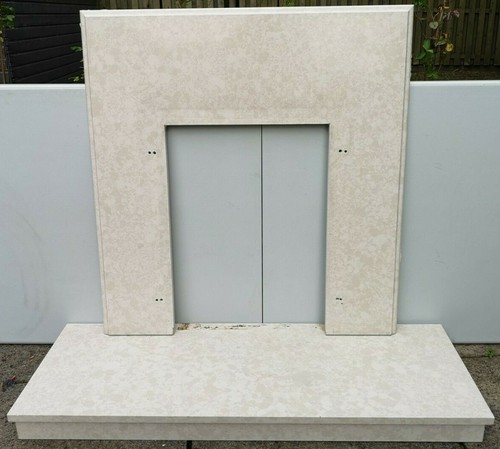 Small beige marble hearth and - beige,