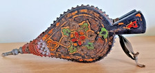 Antique leather Bellows. Late 19c Fireplace Bellows. Beautifully Decorated