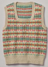 TOAST Knitted Fair Isle Tank/Vest. Wool & Cotton  large 