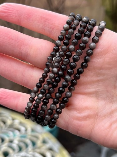 Silver sheen obsidian - sheen, buddha