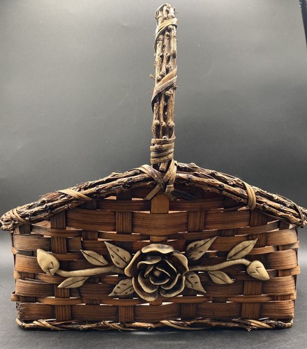 Vintage woven basket with - woven,