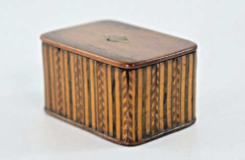 Antique straw work stamp box - straw,