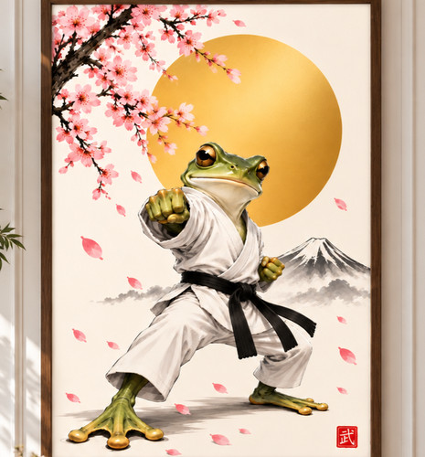 Karate frog japanese wall - karate,
