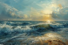 Beach Wave Sunset Seascape