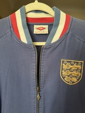 England Retro Football Jacket Umbro 1966 Blue Full Zip Bomber Mens Medium M
