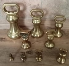 Beautiful Brass Bell Weight Collection x9,  Vintage