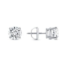IGI F/VS 2 Ct Round Lab Created Grown Diamond Earrings Real 14K White Gold Screw