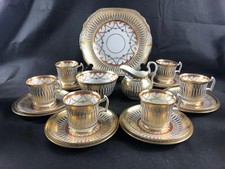 FINE VINTAGE 21-PIECE ROYAL NEW CHELSEA CATHEDRAL BONE CHINA TEA SET.