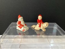 2 x Vintage Christmas cake Decoration. Snow Babies and Father christmas