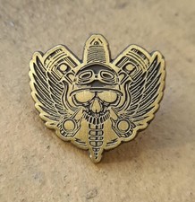 Biker Skull Metal Pin Badge
