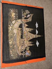 Vintage Thai Silk Painting of Wat Arun in Bangkok
