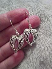 Silver Elegant Angel Wings Dangle Earrings, Memorial Gift Hypoallergenic Hooks 