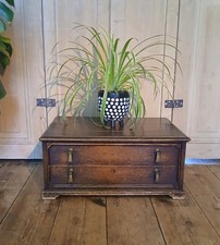 Vintage Antique Oak 2 Drawer Desk Tidy  Stationery Desk Top Storage Victorian