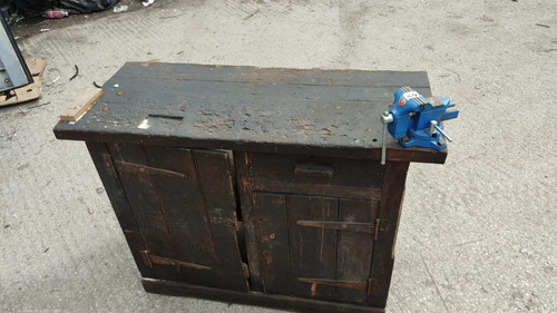 Antique industrial workbench - industrial,
