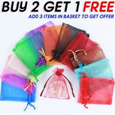 50 Organza Bags Jewellery Pouches Wedding Favour Party Mesh Drawstring Gift Cake
