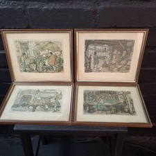 4 vintage Small Framed Art Prints - by Anton Pieck 1966
