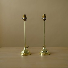 BHS Pair of Brass Candlestick Table Lamp Bases Gold Coloured
