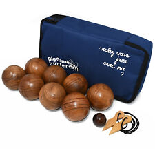 8 Polished Wooden Bowls Boules Set in Canvas Carry Bag Petanque Beach Game