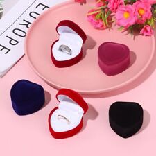 Heart Shape Velvet Ring Box Engagement Wedding Jewelry Boxes Rose Flower Design