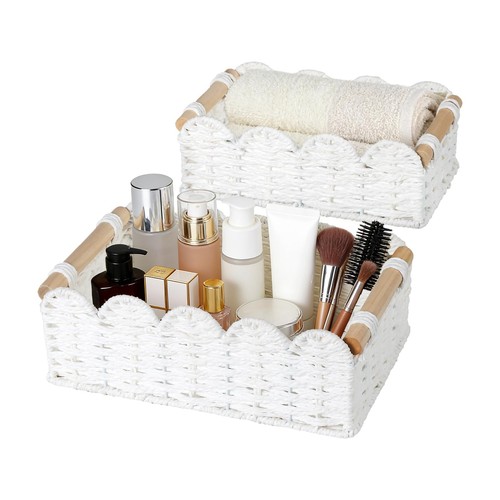 Pack scalloped wicker basket - 2,