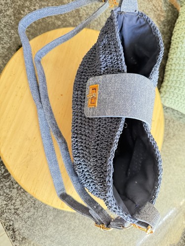 Crochet blue handbag make made
