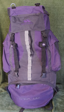?️ Trespass Trek 66L Hiking Backpack Purple/Grey - Outdoor Rucksack Travel Gear