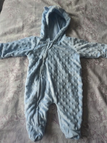 Blue baby bobbled pramsuit - baby,