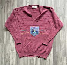 Vintage XXL Pringle Scotland Nick Faldo 100% Pure New Wool Jumper Burgundy Red