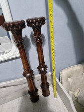 Pair Of Antique Mahogany Carved Pillars 19th Century Gothic