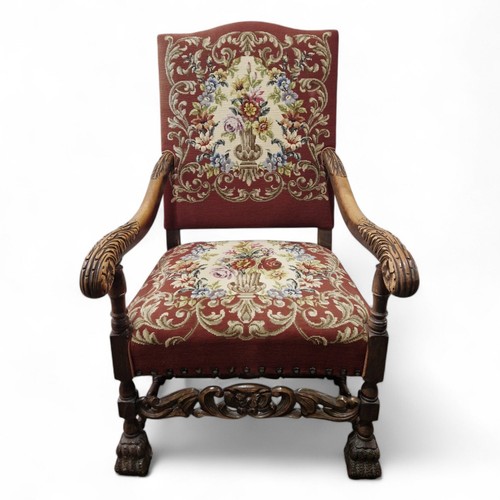 Antique carved wood armchair - carved,
