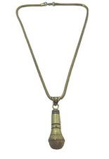GOLD MICROPHONE PENDANT NECKLACE GOLD PLATED  SNAKE CHAIN & PENDANT