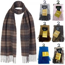 Barbour Designer Luxury Lambs Wool Check Tartan Stripe Plain Ladies Mens Scarf