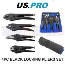 US PRO 4pc Black Locking Pliers Set 5" 6.5" 7" & 10" - Mole Vice Clamp Grips 