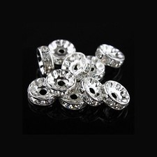 10/20/50/100 Diamante Rhinestone Spacer Beads Jewellery Bracelet Making 6mm 10mm