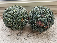 2 X Artificial Hanging Baskets Ball Green Leaves  Used Garden Home Decor Plants