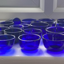 1x Small Cobalt Blue Bristol Glass Condiment/Salt Liner Round Tapered Wider Top