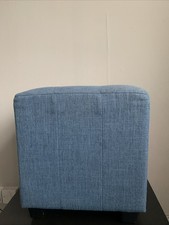 Blue Fabric Square Foot Stool. H 40cm. W 15cm. Good Condition