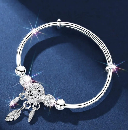 Silver dreamcatcher charm - silver,