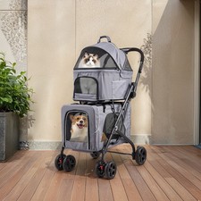 Large Removable Double Decker Folding Pet Stroller Pushchair Dog Cat Pram Travel