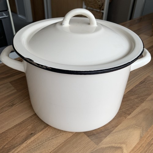 Vintage large white enamel - large,