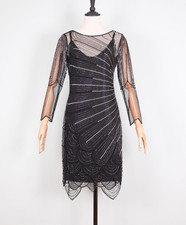 Gatsby Lady London Flapper Dress UK 8 Sequins Peacock Beads Christmas New Year