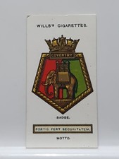 Wills Cigarette Card, Ships Badges, #16 Coventry (RD3)