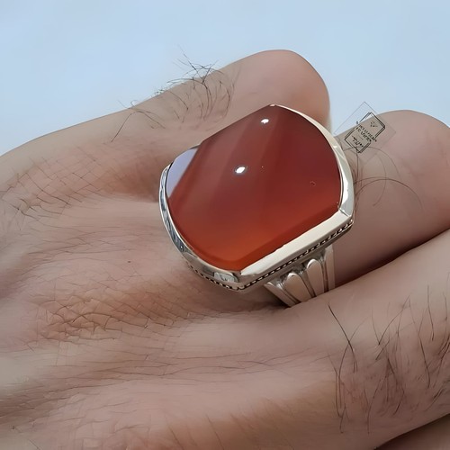 Natural agate ring - natural, 925
