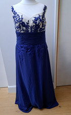 Poss. Grace Karin Royal Blue and White Dress with embroidery detailing Size 22