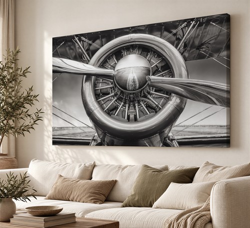 Vintage aircraft engine canvas - aircraft,